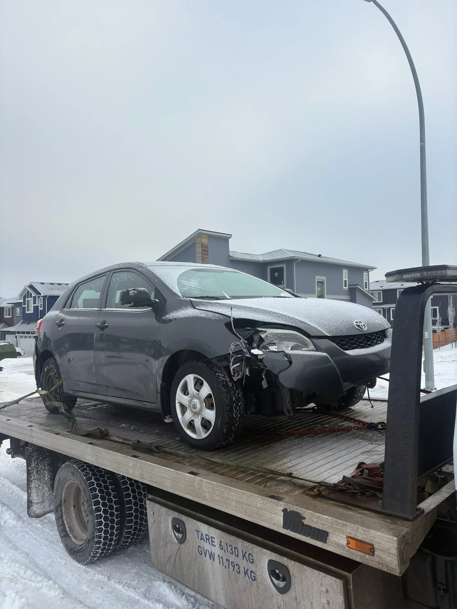 Damaged vehicle in Canmore Alberta
