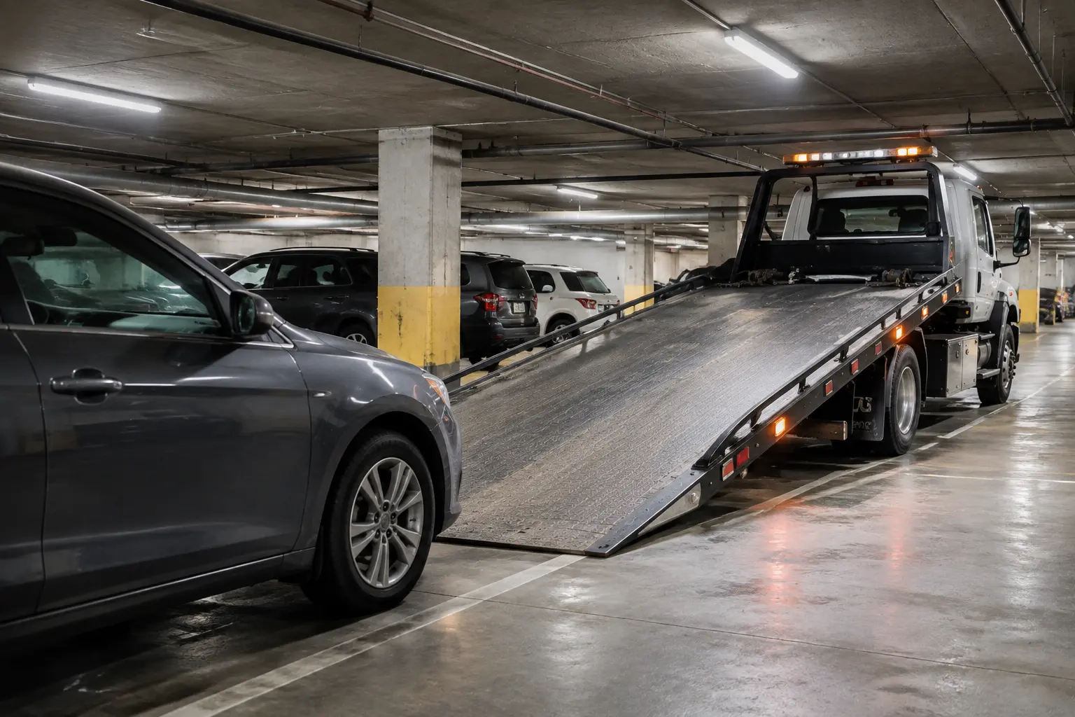 Underground parkade vehicle pickup Canmore Alberta